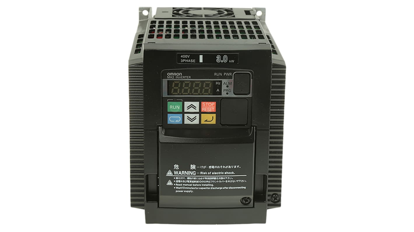 Inverter trifase Omron 3G3MX2A4030ECHN, potenza 3 kW, 400 V, 7,2 A, dimensioni 171x108x128 mm, comunicazione Profibus.
