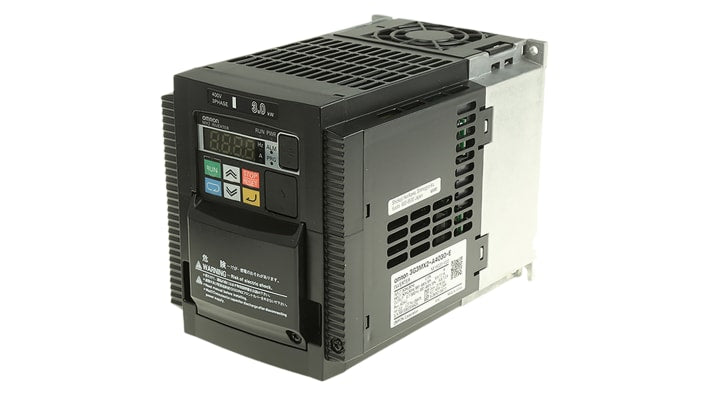 Inverter trifase Omron 3G3MX2A4030ECHN, potenza 3 kW, 400 V, 7,2 A, dimensioni 171x108x128 mm, comunicazione Profibus.