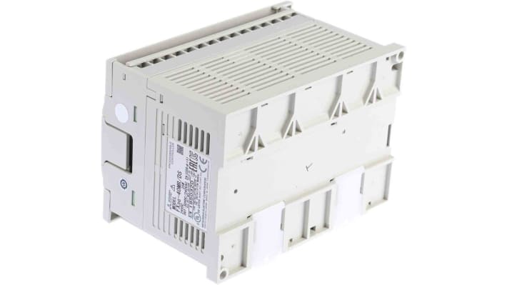 Modulo logico Mitsubishi Electric FX3G-40MR/DS per guida DIN, 24 ingressi, 16 uscite relè, dimensioni 130 x 90 x 86 mm.