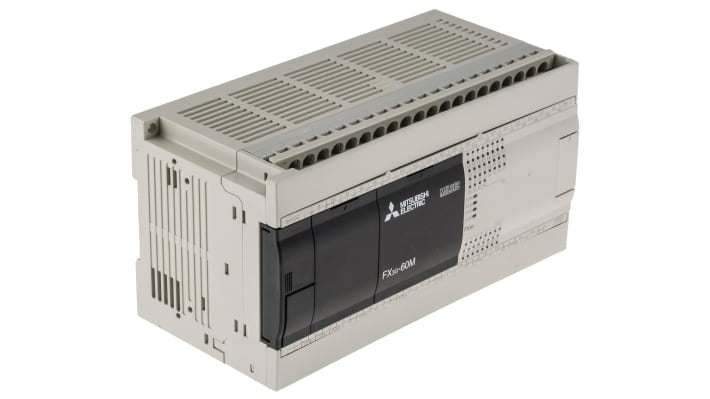 Modulo logico Mitsubishi Electric FX3G-60MR/DS per guida DIN, 36 ingressi, 24 uscite relè, dimensioni 175 x 90 x 86 mm.