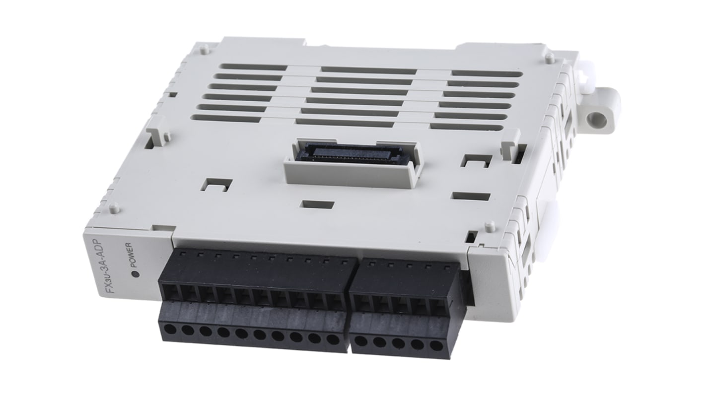 Modulo I/O analogico Mitsubishi Electric FX3U-3A-ADP, 4 canali, risoluzione 12 bit, ingressi 0-10 V e 4-20 mA.