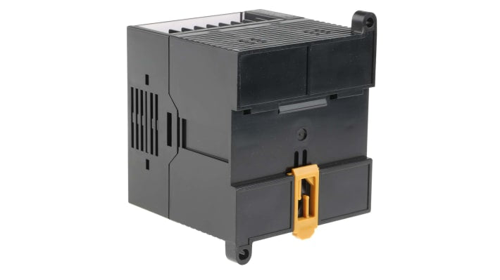 Omron CP1E-N20DR-D, CPU PLC con 12 ingressi digitali, 8 uscite relè, montaggio su guida DIN, dimensioni 86 x 110 x 85 mm.