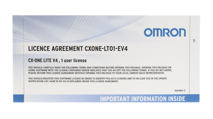 Software di programmazione PLC Omron CXONE-LT01-EV4 per CP1E e CP1L, interfaccia intuitiva e funzioni avanzate.