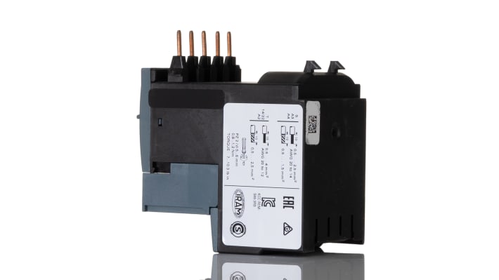 Relè di sovraccarico a stato solido Siemens 3RB3016-1SB0, 1 NO + 1 NC, 12 A, montaggio diretto, dimensioni 45x72,5x64,7 mm.