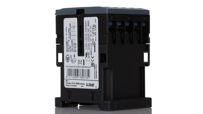 Contattore tripolare Siemens 3RT2015-1BB41 - 7A 3kW - Serie SIRIUS. Fusibili integrati, montaggio snap-on. Per applicazioni industriali.
