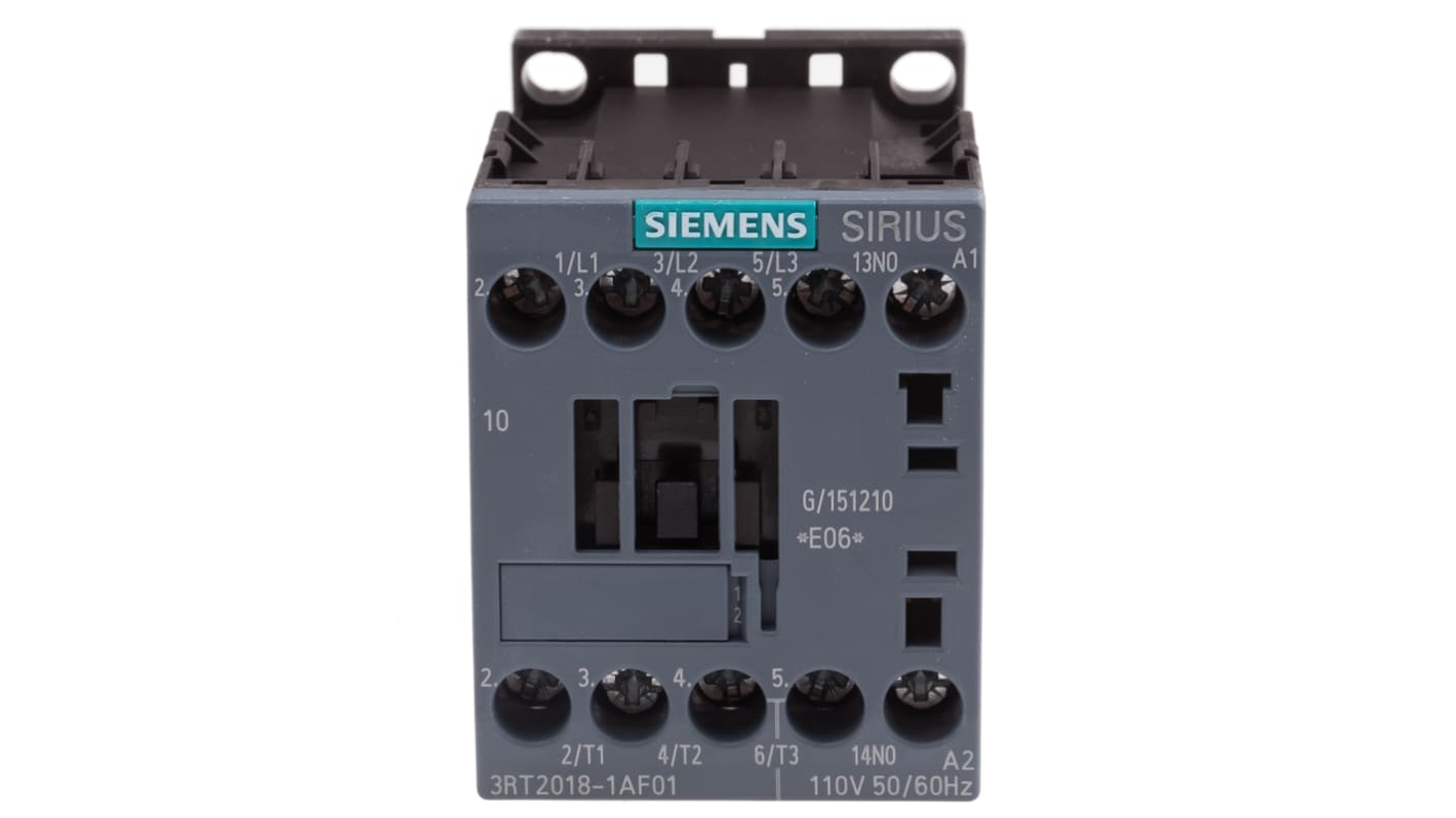 Contattore Siemens 3RT2018-1AF01, 3 poli, 16 A, 7,5 kW, 110 V c.a. Guida DIN - Affidabile e veloce per sistemi industriali.