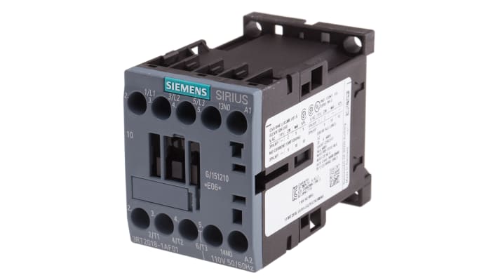 Contattore Siemens 3RT2018-1AF01, 3 poli, 16 A, 7,5 kW, 110 V c.a. Guida DIN - Affidabile e veloce per sistemi industriali.