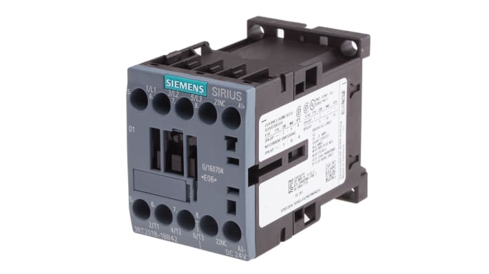 Contattore Siemens 3RT2018-1BB42, 3 poli 16A 400V - Serie Sirius Innovation per circuiti elettrici ad alta capacità.