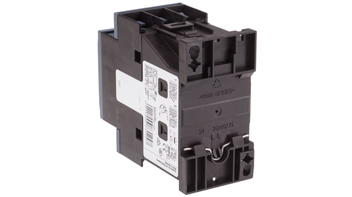 Contattore Siemens 3RT2023-1AB00, 3 poli, 9 A, bobina 24 V c.a., dimensioni 45x85x92 mm, montaggio a vite.