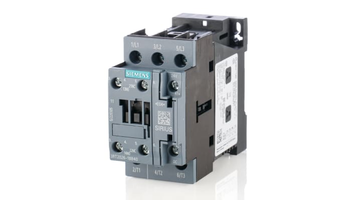 Contattore tripolare Siemens 3RT2026-1BB40 AC 25A - Serie Sirius Innovation per motori elettrici - Affidabile, versatile e compatto.