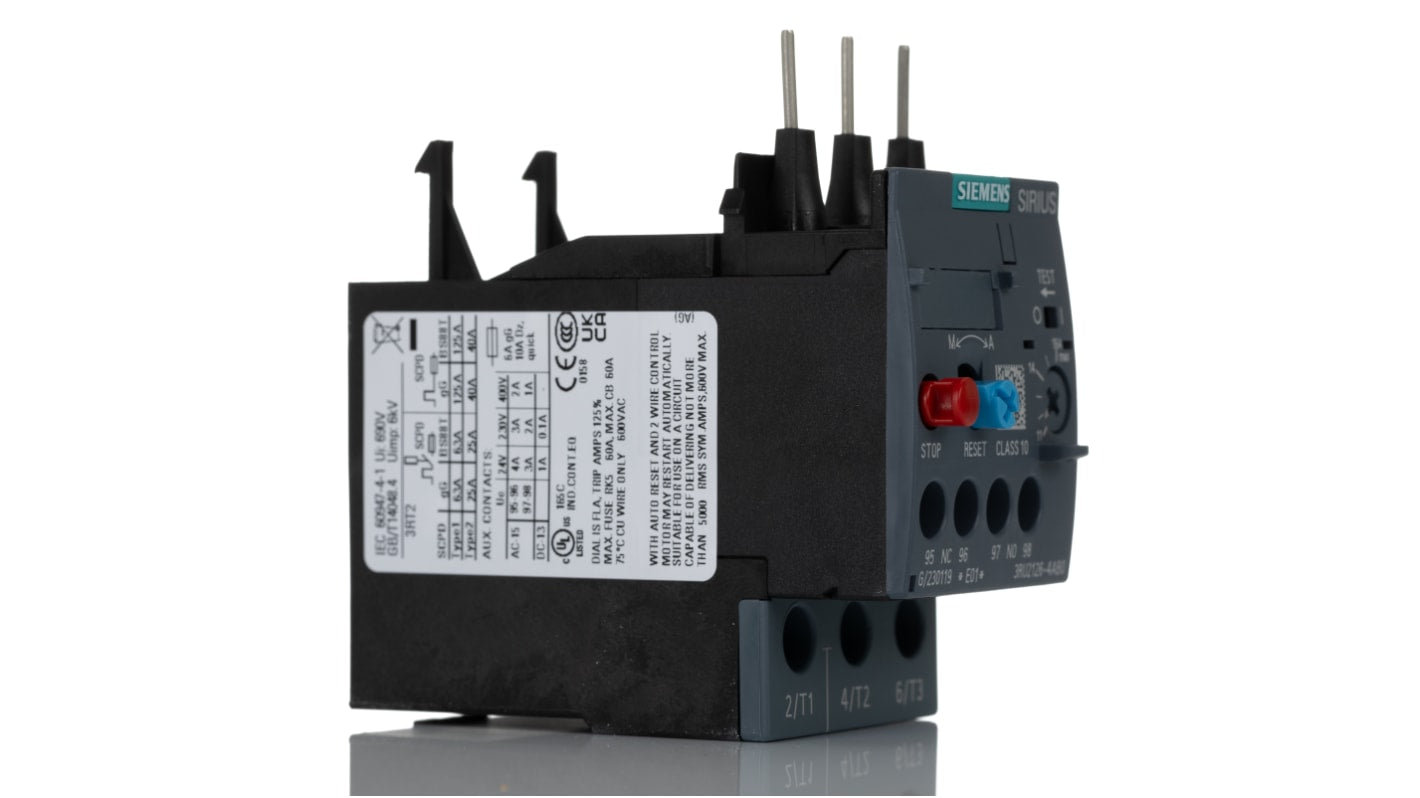 Relè di sovraccarico Siemens 3RU2126-4AB0 1 NO + 1 NC, FLC 11-16 A, 690 V CA - Protezione per motori elettrici, resistente e affidabile.