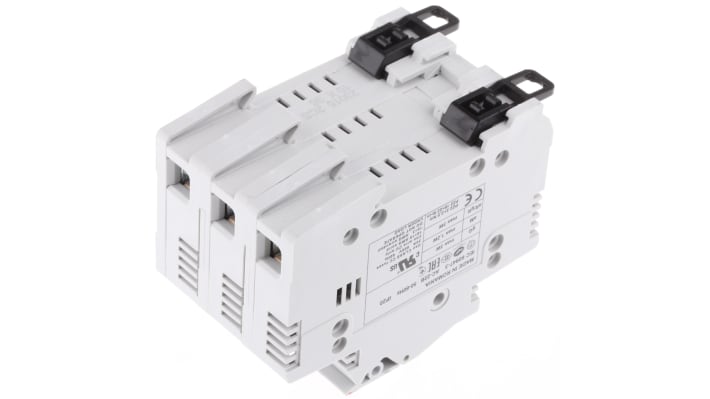 Sezionatore portafusibili ABB E 93/32, 3 poli, 32 A, montaggio su guida DIN, dimensioni 85 x 53 x 64 mm, grado di protezione IP20.