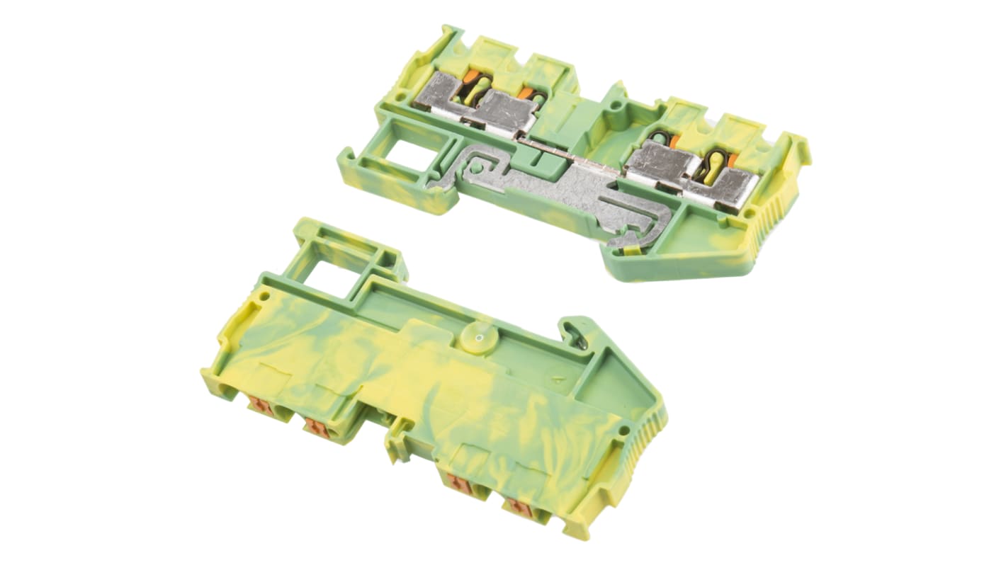 Morsettiera di terra Phoenix Contact PT 4-QUATTRO-PE, 4 vie, 10AWG, design compatto - 3211809: Morsettiere multiconduttore con morsetti passanti PIT 4, riduzione del 50% della forza di inserimento, collegamento frontale, cablaggio senza utensili.