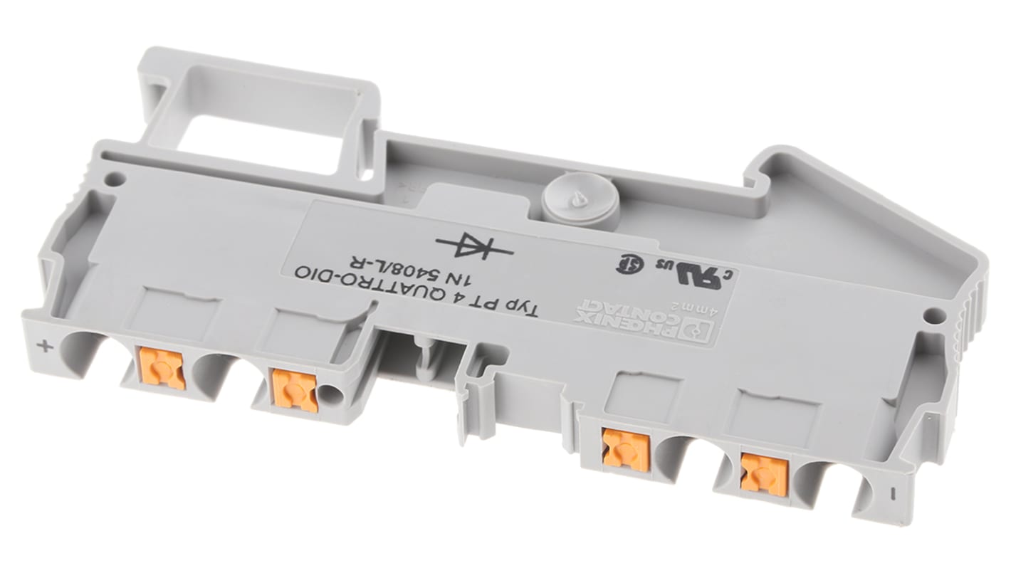 Morsettiere Phoenix Contact 3211919 PT 4 DIO, Grigio, Singolo Livello, 1.5A - Struttura compatta per commutazioni precise con diodi in entrambe le direzioni. Ideale per collegamenti diretti e semplici.