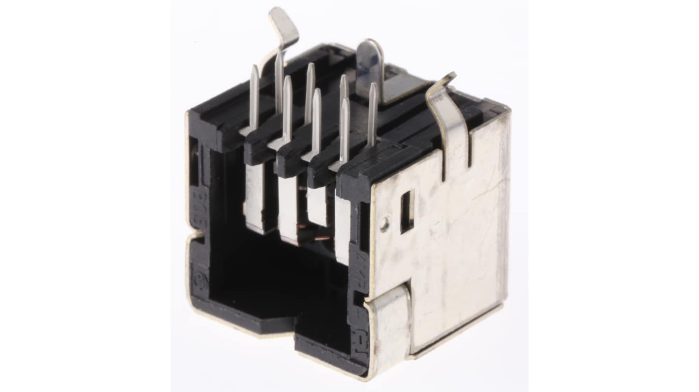 Connettore DIN femmina 8 poli TE Connectivity, corrente 1A, tensione 30 V c.a., montaggio a foro passante, orientamento angolo destro.