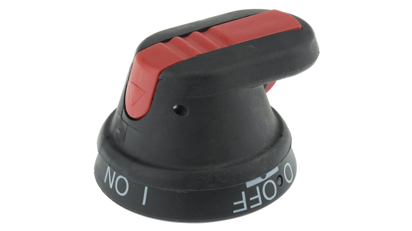 Manopola rotante ABB OHB45J6 1SCA022380R8770, bloccabile, lunghezza 66 mm, colore nero, IP65, compatibile Serie OT. Fissaggio a vite posteriore.
