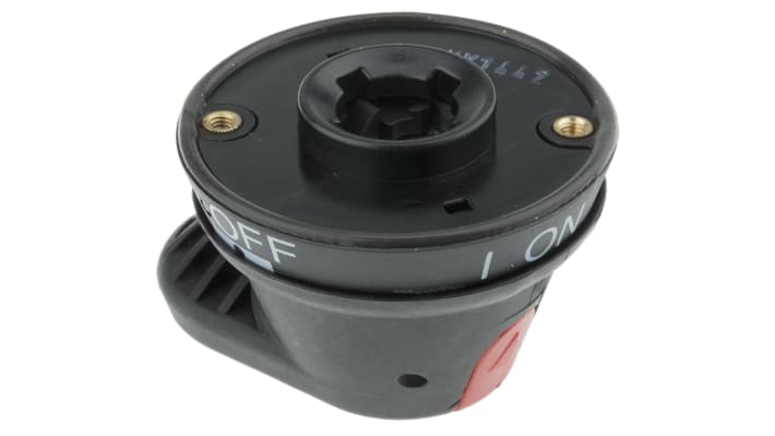 Manopola rotante ABB OHB45J6 1SCA022380R8770, bloccabile, lunghezza 66 mm, colore nero, IP65, compatibile Serie OT. Fissaggio a vite posteriore.