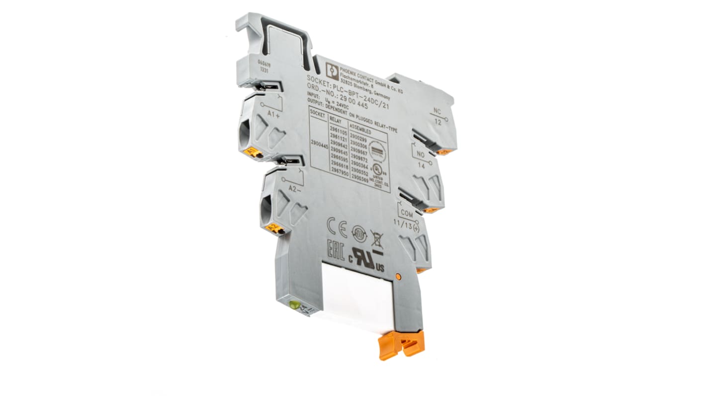 Modulo relè d'interfaccia Phoenix Contact PLC-RPT-24DC/21 SPDT 24V cc DIN - Contatto a innesto - Isolamento sicuro - Montaggio su guida DIN.