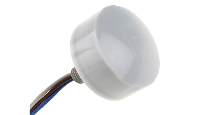 Finder 10.61.8.230.0000, pulsante temporizzatore unipolare 230 V, relè esterno 16 A, sensore luce integrato, cablaggio silicone 500 mm.