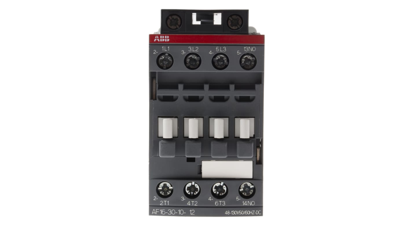 Contattore ABB 1SBL177001R1210 AF, 3 poli, 3 NA, 10,5 A, bobina 110 V c.c., dimensioni 80x45x77 mm.