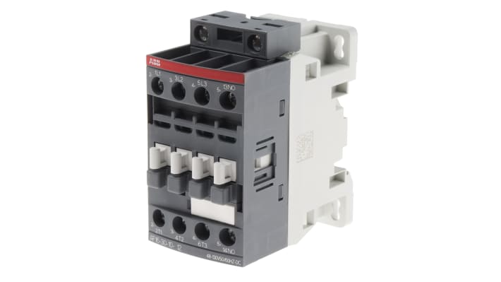 Contattore ABB 1SBL177001R1210 AF, 3 poli, 3 NA, 10,5 A, bobina 110 V c.c., dimensioni 80x45x77 mm.