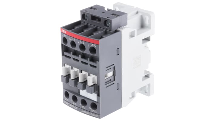 Contattore ABB 1SBL136001R2101 AF09Z-30-01-21, 3 poli, 3 NA, 7 A, 60 V c.c., dimensioni 45x80x77 mm.