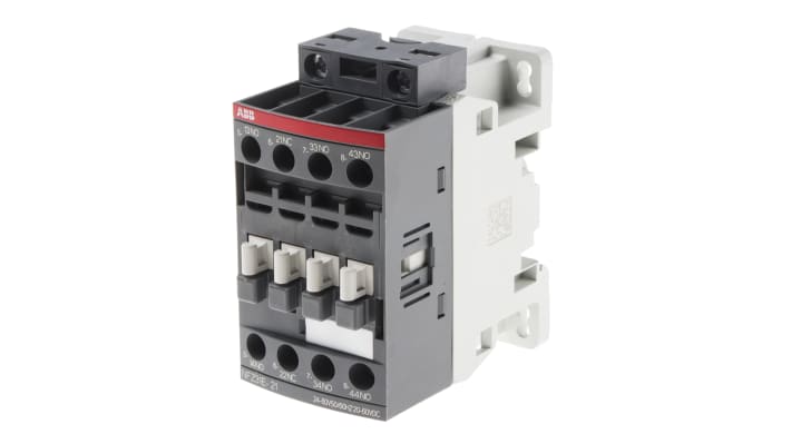 Relè contattore ABB 1SBH136001R2131 NFZ31E-21, 4 poli, 3NO + 1NC, tensione bobina 20-60 V c.c., dimensioni 45x80x77 mm.