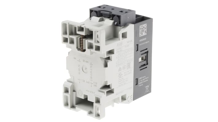 Relè contattore ABB 1SBH137001R1240 NF40E-12, 4 poli, 6 A, bobina 110 V c.a., dimensioni 45x80x77 mm, conforme a IEC 60947-5-1.