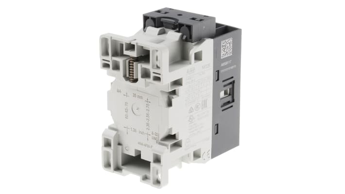 Relè contattore ABB 1SBH137001R1222 NF22E-12, 4 poli, 2 NO + 2 NC, bobina 110 V c.a., dimensioni 45x80x77 mm.