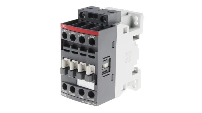 Relè contattore ABB 1SBH137001R1340 NF40E-13, 4 poli, 4NO, 6 A, bobina 230 V, dimensioni 45x80x77 mm, temperatura -40/+70 °C.