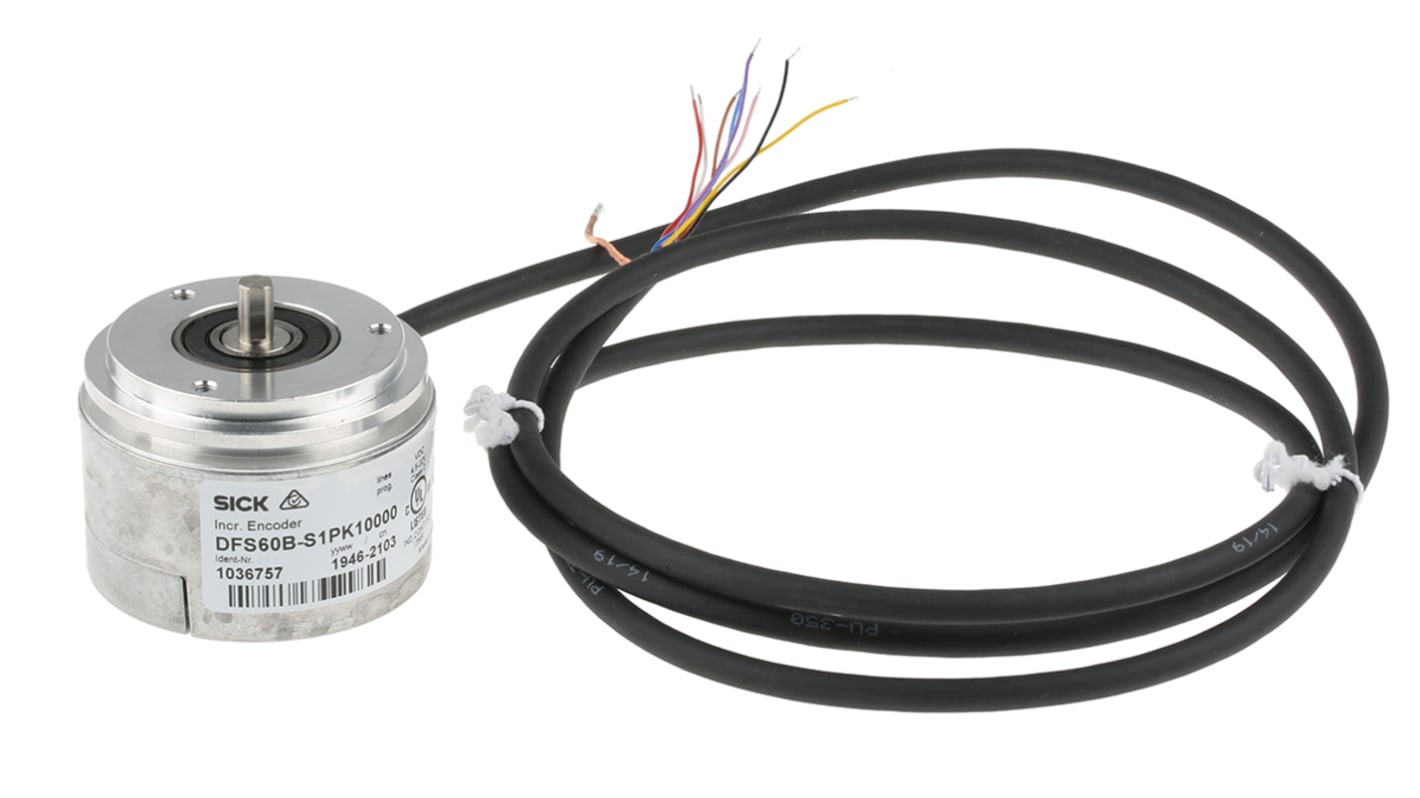 Encoder incrementale Sick DFS60B-S1PK10000, 10000 impulsi/giro, albero 6 mm, IP65, alimentazione 5-32 V c.c.