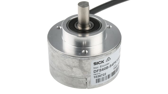 Encoder incrementale Sick DFS60B-S4PK10000, 10000 impulsi/giro, montaggio superficiale, albero 10 mm, IP65, -20 a +100 °C.