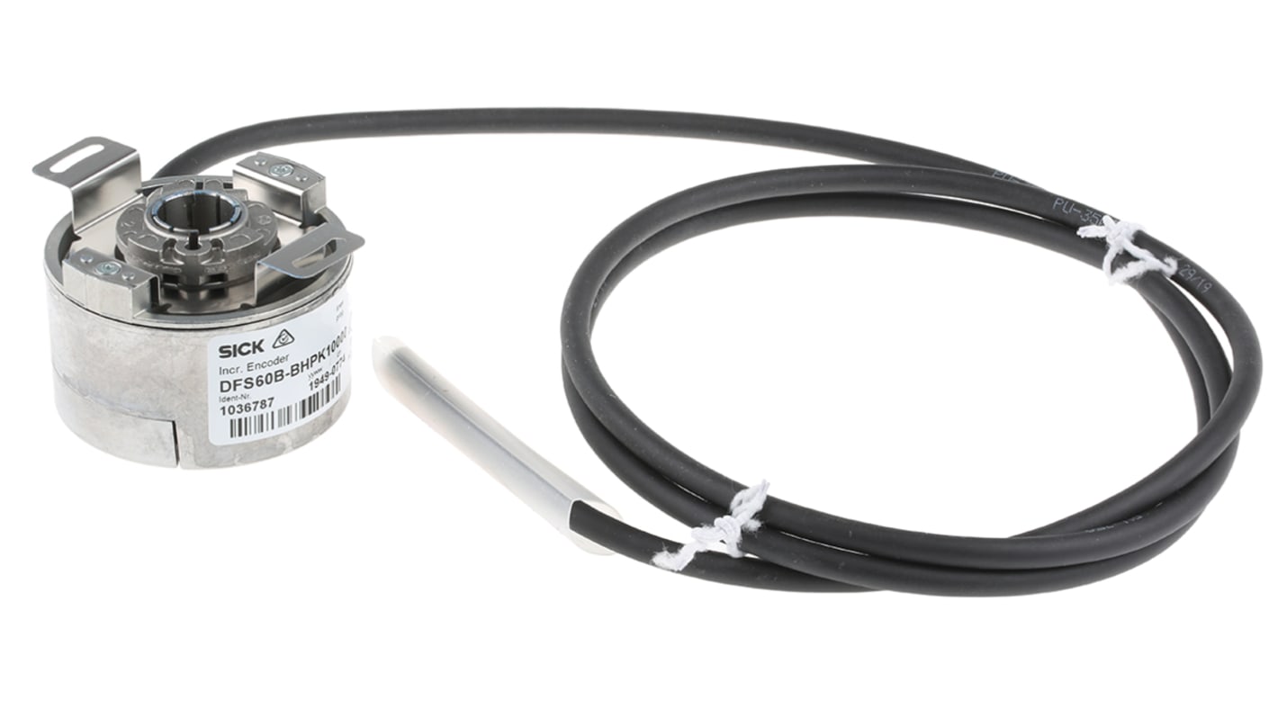 Encoder incrementale Sick DFS60B-BHPK10000, 10000 impulsi/giro, uscita HTL/TLL, alimentazione 5-32 V cc, IP65, albero 15 mm.