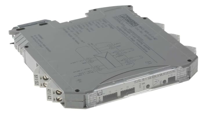 Phoenix Contact, barriera galvanica MACX MCR-UI-UI, amplificatore di isolamento 1 canale, 12-24V cc, certificato ATEX.