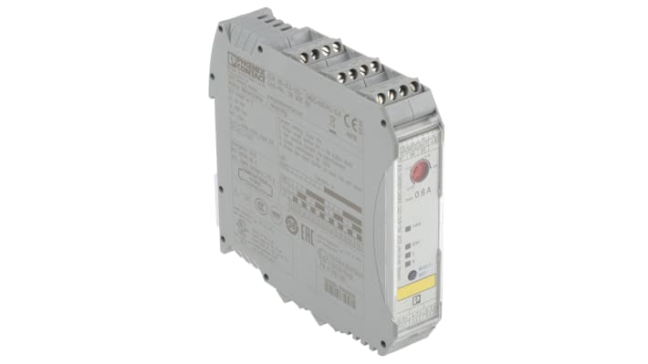 Starter per motore ibrido Phoenix Contact 2900582, potenza 0,18 kW, montaggio su guida DIN, dimensioni 106,6 x 22,5 x 113,7 mm, approvato ATEX.