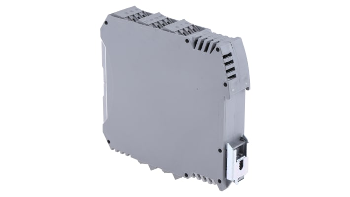 Starter per motore 3 fasi Phoenix Contact 2900569, potenza 4 kW, tensione 24 V c.c., montaggio su guida DIN, dimensioni 106.6 x 22.5 x 113.7 mm.
