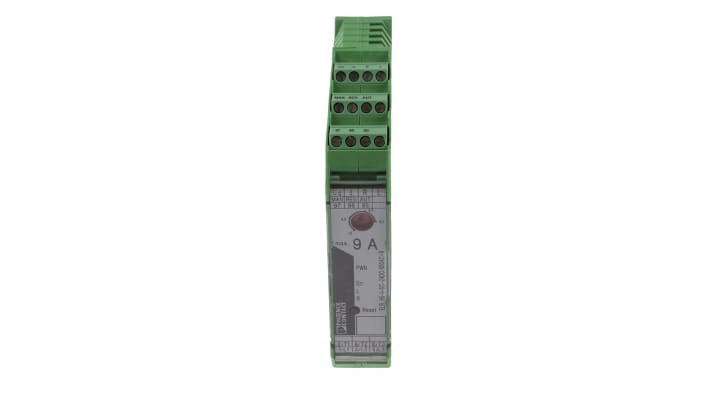 Starter motore Phoenix Contact 2900576, 3 fasi, 4 kW, 24 V c.c., montaggio su guida DIN, dimensioni 106.6 x 22.5 x 113.7 mm.
