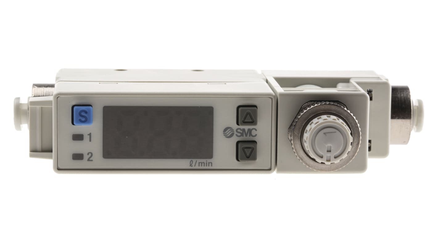Regolatore di flusso digitale SMC PFM710S-C4-B, portata 0,2-10 l/min, design compatto, alimentazione 24 V c.c.
