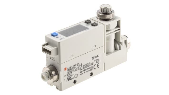Regolatore di flusso digitale SMC PFM710S-C4-B, portata 0,2-10 l/min, design compatto, alimentazione 24 V c.c.