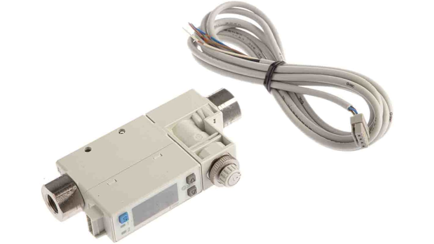 SMC PFM710S-F01-F, regolatore di flusso compatto con display LED, flusso 0,2-10 l/min, alimentazione 24 V c.c.