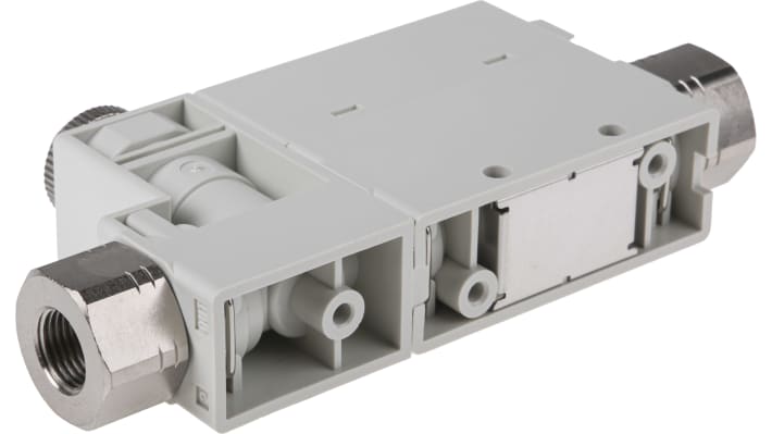 SMC PFM750S-F01-F, regolatore di flusso digitale 1-50 l/min, compatto, 24 V c.c., con display LED e valvola integrata.