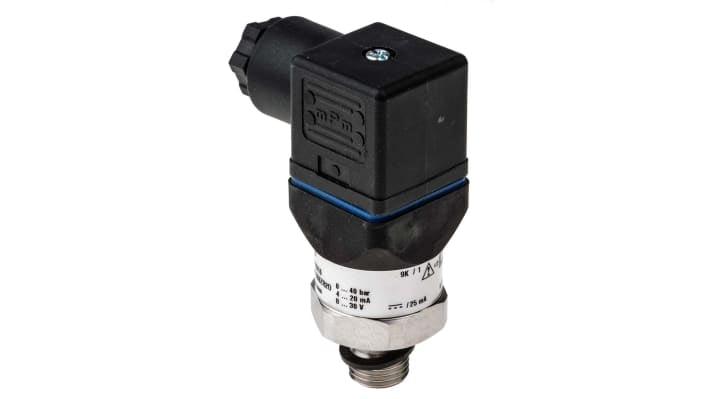 Sensore di pressione relativa WIKA 12719316, 40 bar, uscita 4-20 mA, acciaio inox, IP65, G1/4, per fluidi come olio idraulico.