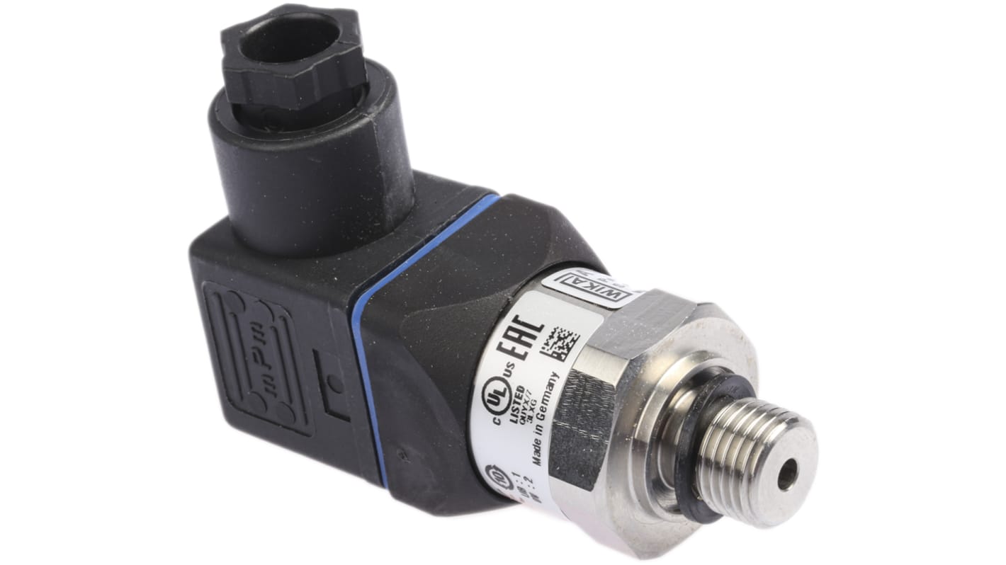 Trasmettitore di pressione WIKA 12719260, compatto, 10 bar max, uscita 4-20 mA, acciaio inox, per applicazioni idrauliche.