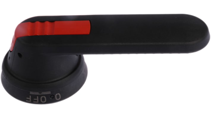 Manopola rotante ABB OHB125J12 per interruttori Serie OT, colore nero, lunghezza 66 mm, protezione IP65, impugnatura ergonomica.