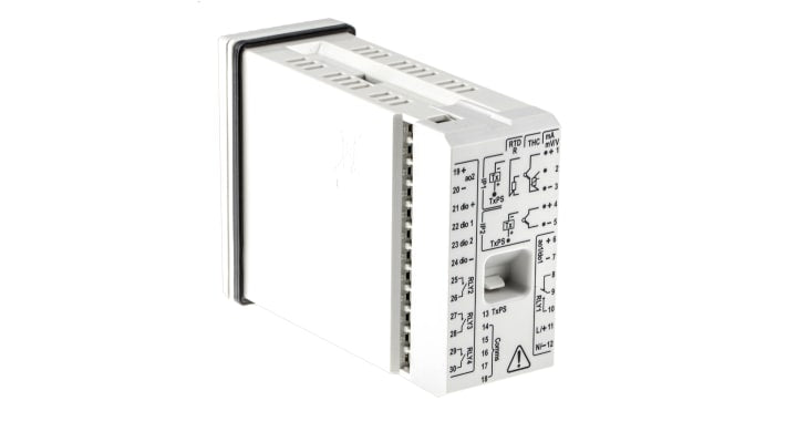Controllore di processo ABB CM10/000S0E0/STD, alimentazione 100-240 V, montaggio su guida DIN, dimensioni 97 x 50 mm.