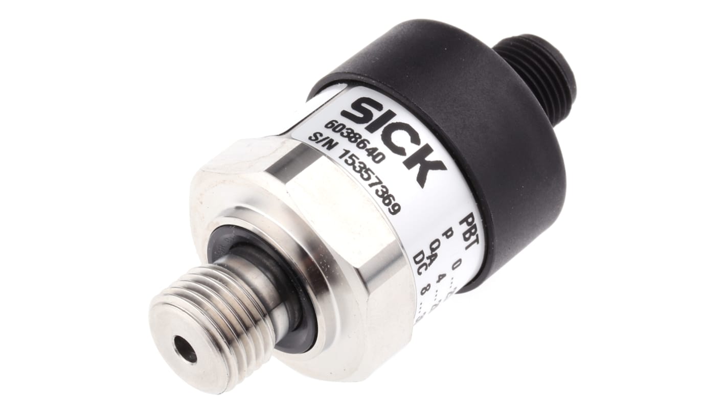 Sensore di pressione relativa Sick PBT-RB025SG1SSNAMA0Z, 25 bar, uscita 4-20 mA, custodia in acciaio inox, IP67.