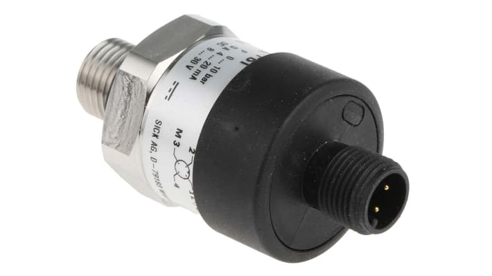 Sensore di pressione relativa Sick PBT-RB010SG1SSNAMA0Z, 10 bar, uscita 4-20 mA, custodia in acciaio inox, IP67.