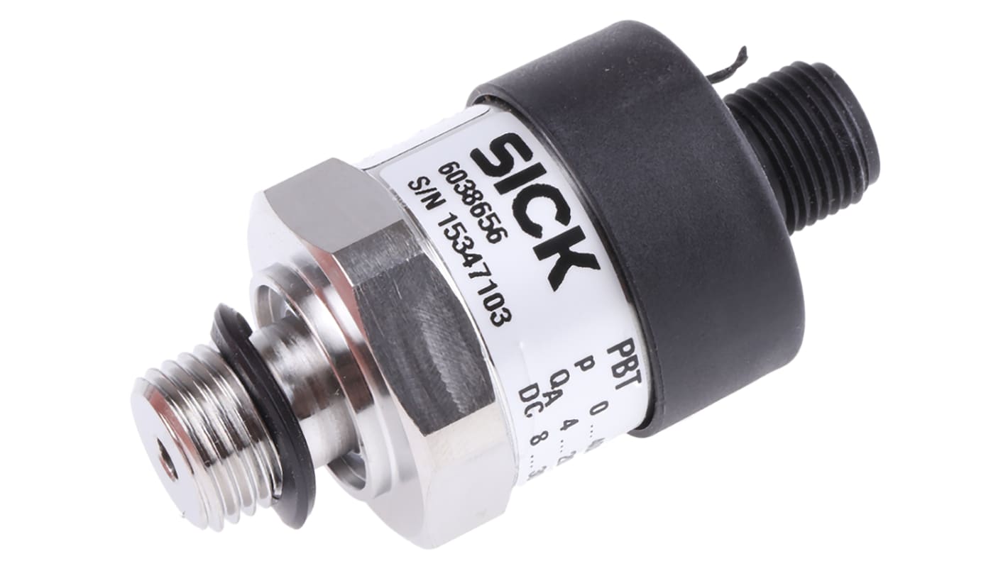 Sensore di pressione relativa Sick PBT-RB400SG1SSNAMA0Z, 400 bar, uscita 4-20 mA, custodia in acciaio inox, IP67.