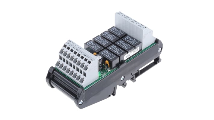 Modulo d'uscita Schmersal PROTECT-IE-02, 24 V c.c., 6 uscite, dimensioni 126 x 48 x 61 mm, montaggio su guida DIN, grado di protezione IP20.
