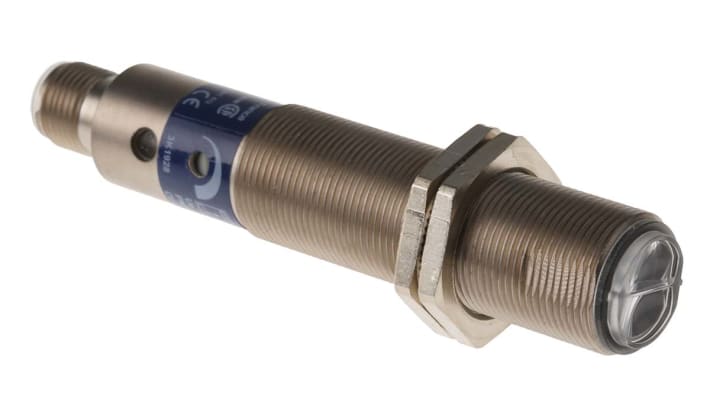 Sensore fotoelettrico cilindrico a diffusione Telemecanique Sensors XU5M18U1D, rilevamento 80 mm, uscita PNP, IP67.
